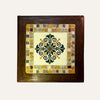 Palestinian flower embroidery art in mosaic frame by Pal-Mosaic with decorative wooden border