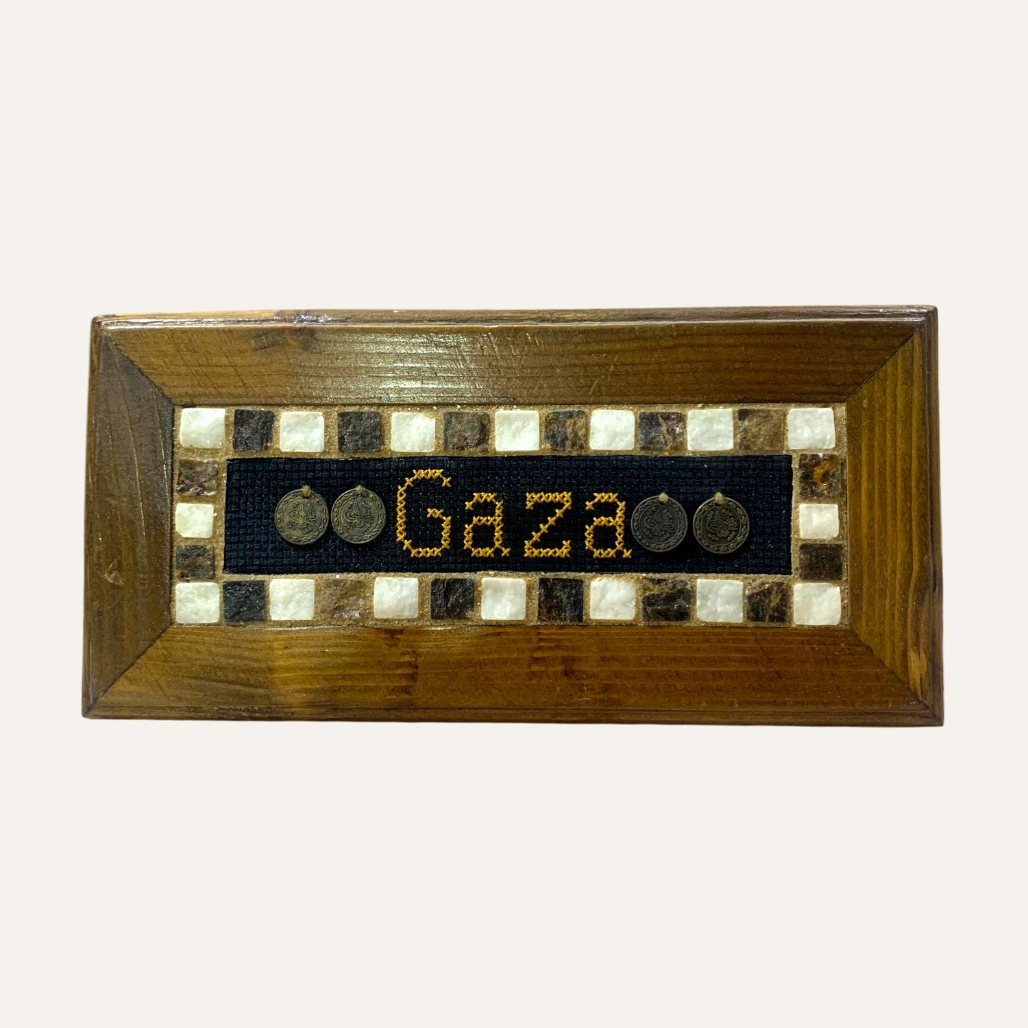 Handmade Palestinian Mosaic and Embroidery "Gaza" Heritage Wall Art