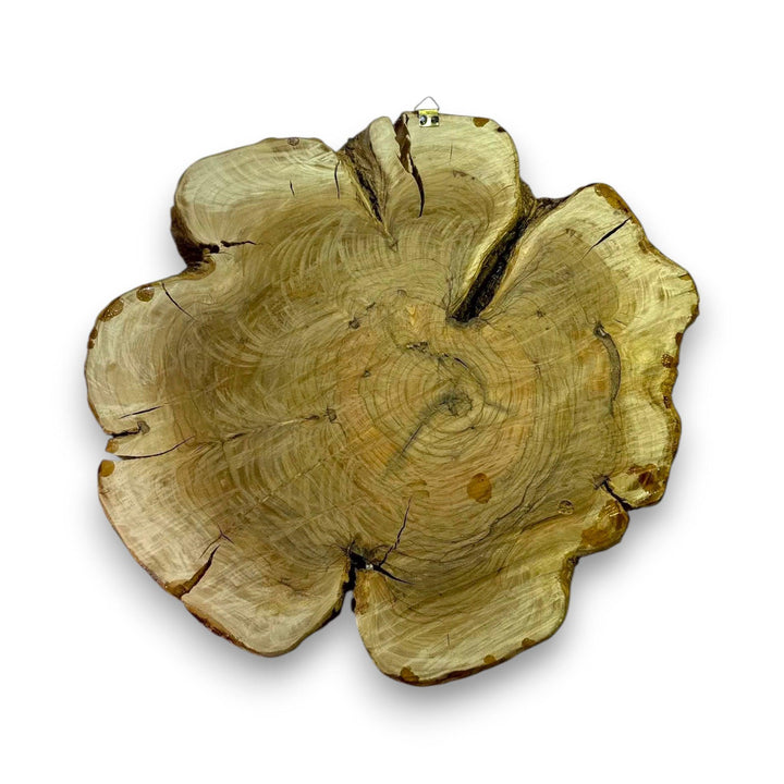 Pal-Mosaic Handala mosaic decor made from natural wood slice with unique grain patterns