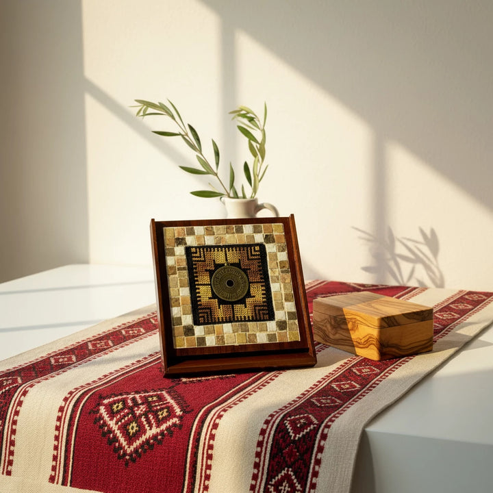 Pal-Mosaic handcrafted mosaic and embroidery traditional Palestinian art gift 