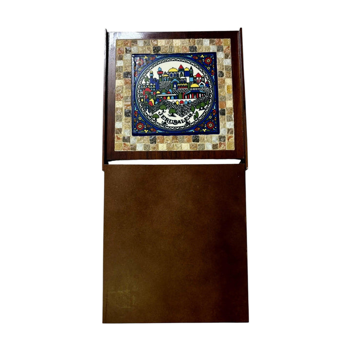 Pal-Mosaic handmade Jerusalem mosaic gift featuring colorful earthenware cityscape design