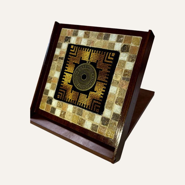 Pal-Mosaic handcrafted mosaic and embroidery traditional Palestinian art gift with intricate geometric design