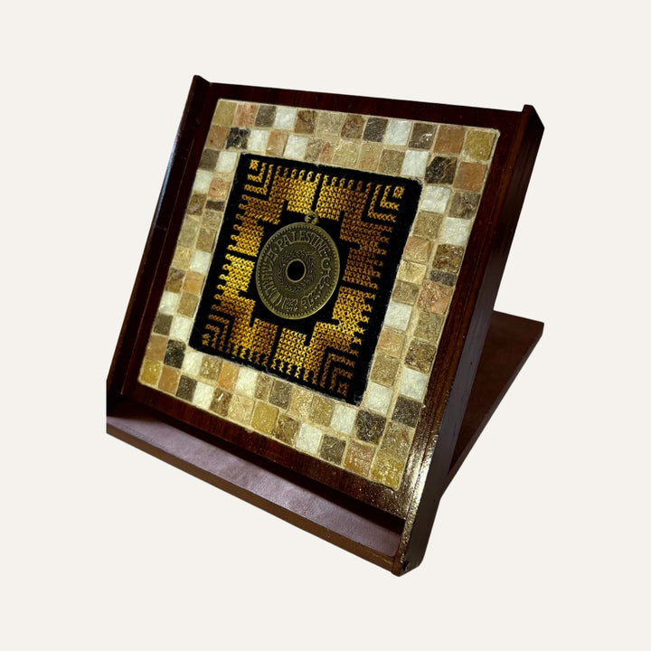 Pal-Mosaic handcrafted mosaic and embroidery traditional Palestinian art gift with intricate geometric design