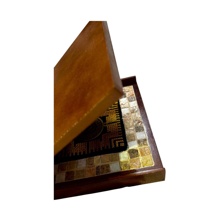 Pal-Mosaic wooden box with mosaic and embroidery details as a traditional Palestinian art gift