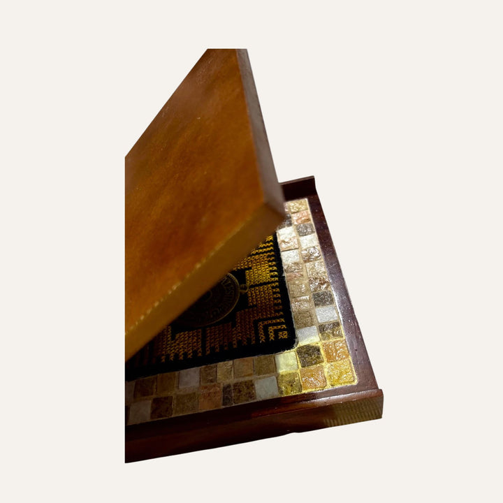 Pal-Mosaic wooden box with mosaic and embroidery details as a traditional Palestinian art gift